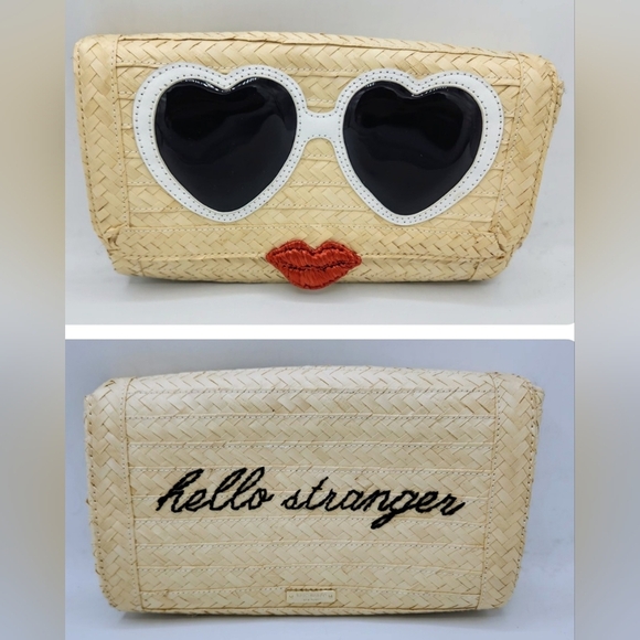 Kate Spade New York Neutral Straw Splash Out Hello Stranger Clutch. - Picture 1 of 16
